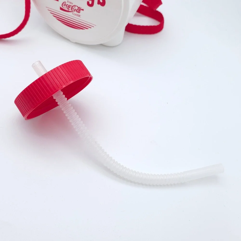 Wendy's Coca-Cola Vintage Canteen Plastic White Red Strap Retro Water Bottle 90s